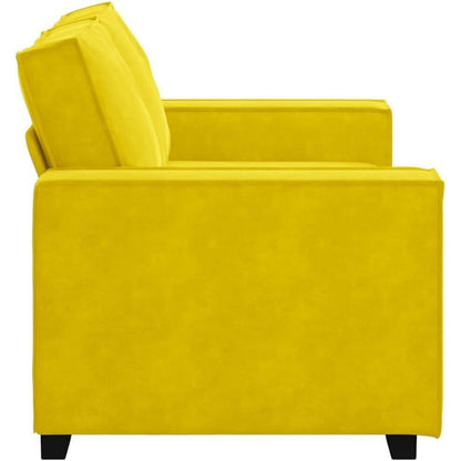 2-Sitzer Sofa Gelb – Samt Polstercouch für Wohnzimmer