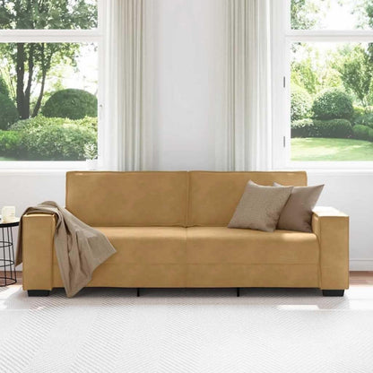 3-Sitzer Sofa Braun, Samt, 180 cm – Komfortable Polstercouch