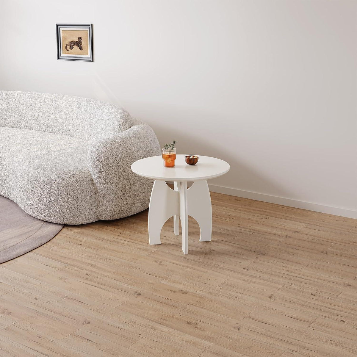 Cremeweißer Beistelltisch – Moderner Sofa- & Side-Tisch