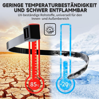 1000x Kabelbinder 4,8mm x 300mm – UV-Beständig & Stark