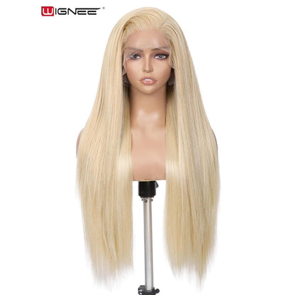 Blonde Synthetische Spitze Frontperücke 28 Zoll Gerade Perücke