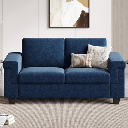 Kleine 2-Sitzer Couch Blau – Modernes Sofa mit Tiefsitz