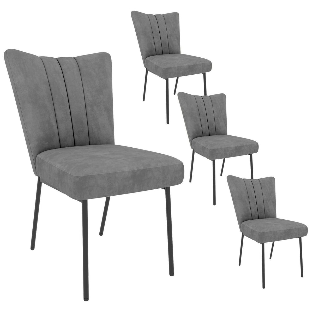 Samt Esszimmerstühle Set 4er Grau – Komfort & Stil