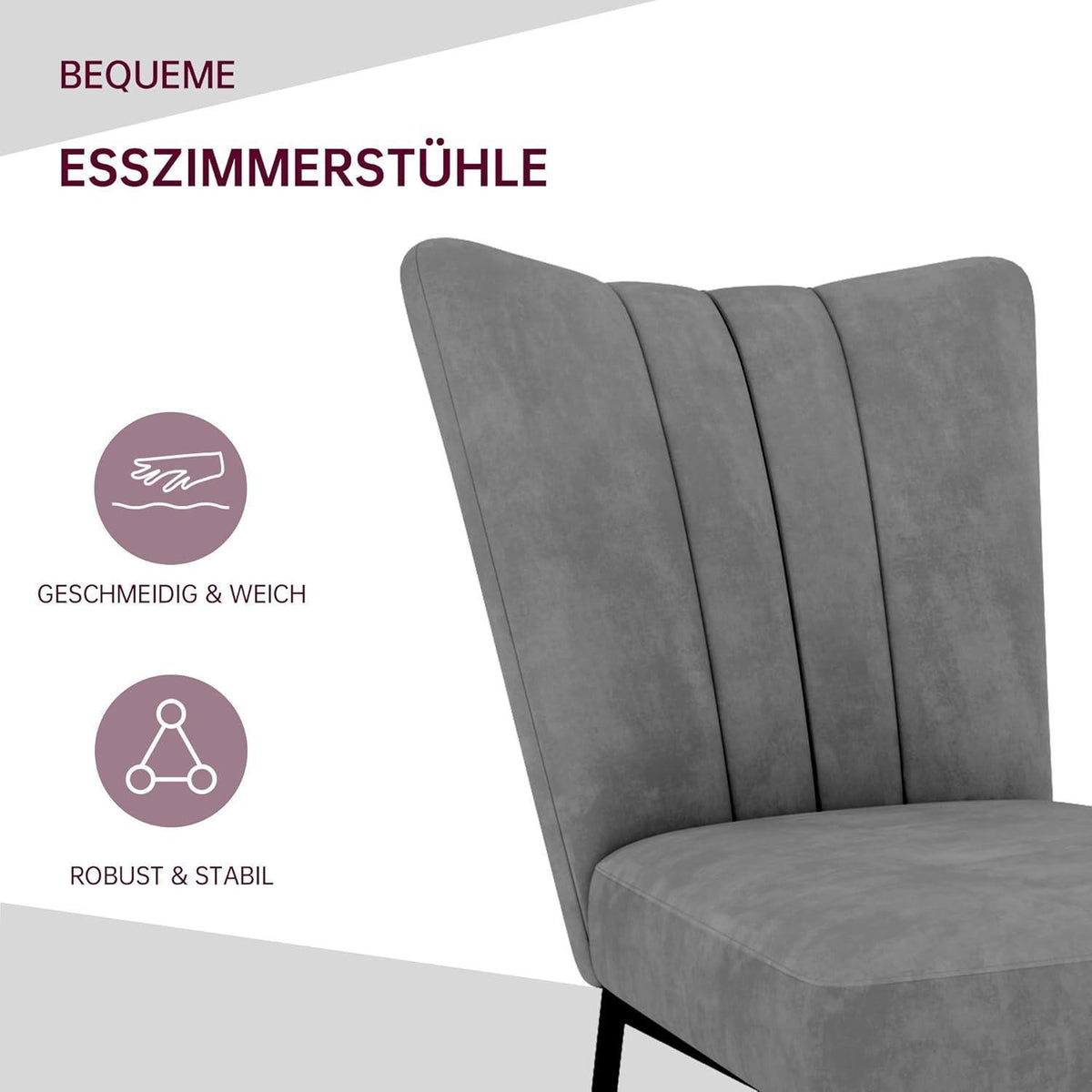 Samt Esszimmerstühle Set 4er Grau – Komfort & Stil