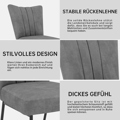 Samt Esszimmerstühle Set 4er Grau – Komfort & Stil