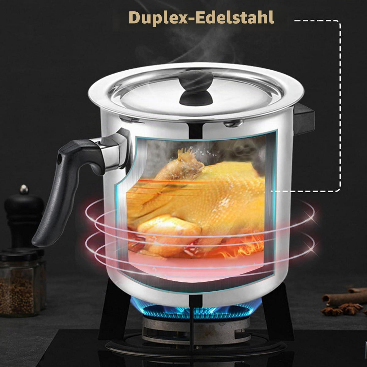 1.5L Edelstahl Milchtopf mit Pfeife & Deckel