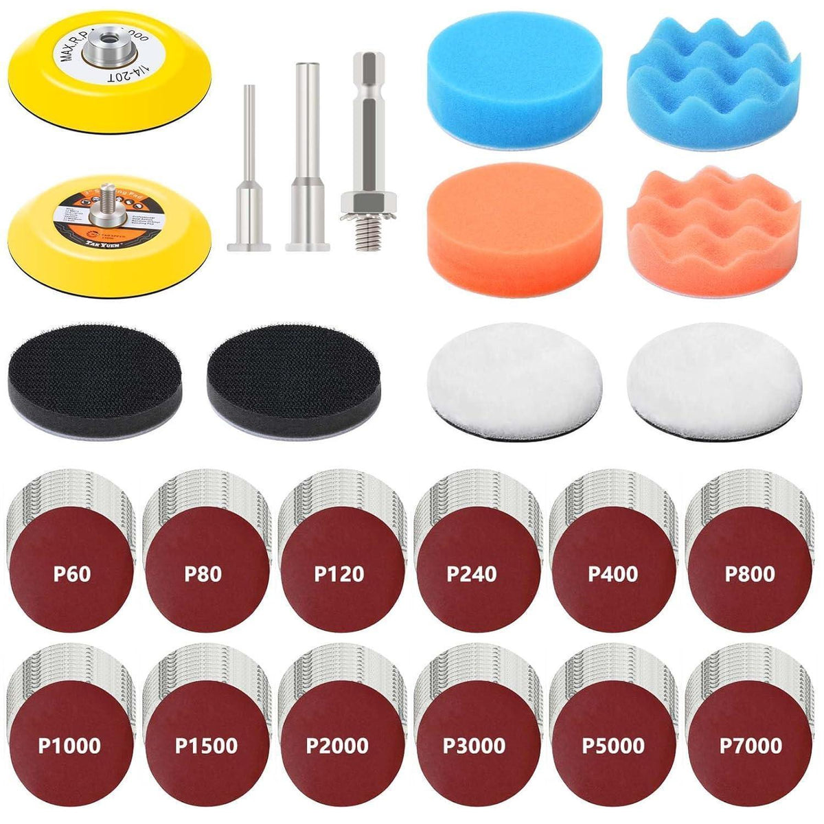 133tlg. Polierset 75mm für Akkuschrauber - Premium Schleifscheiben & Polierpads