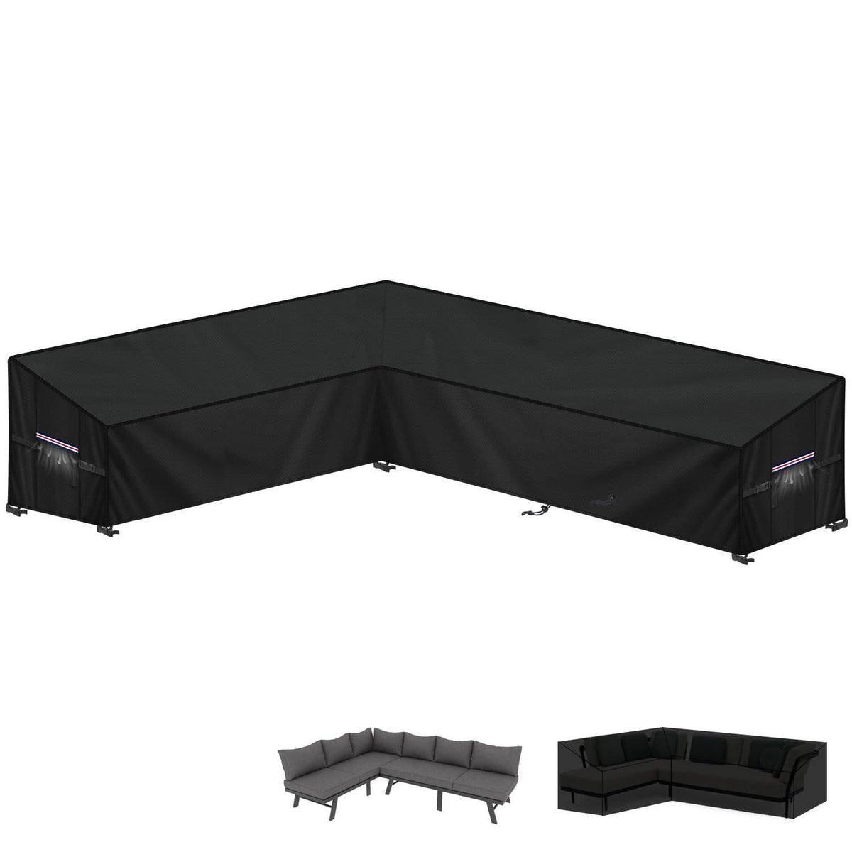L-Form Gartenmöbel Abdeckung | Wasserdicht & Windfest | 220x280x90x80/60cm