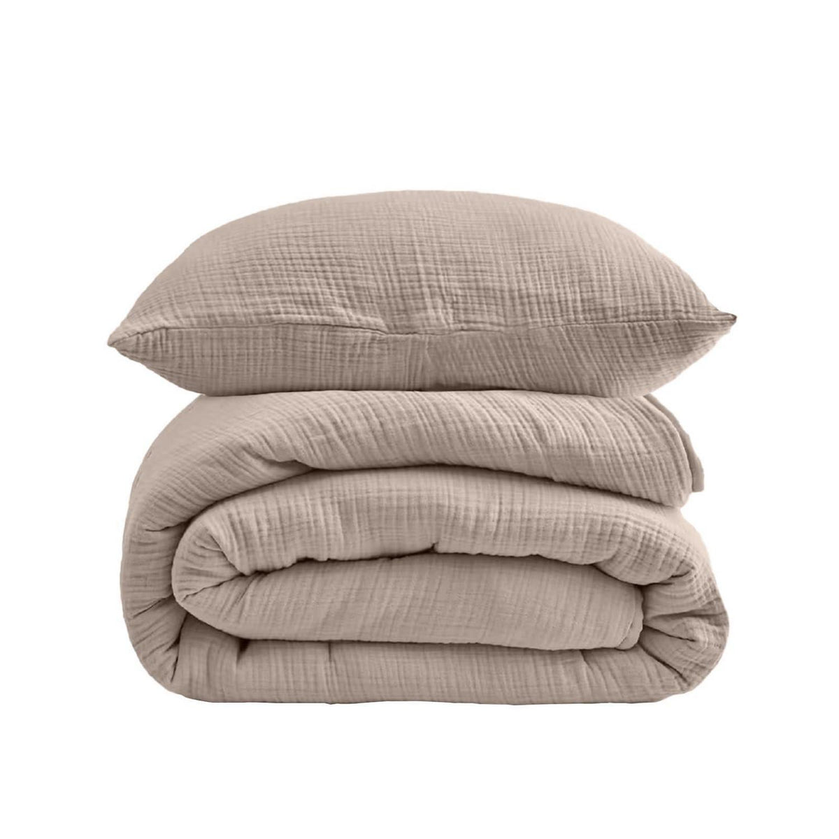 Musselin Bettwäsche Set 200x220 cm Helles Khaki 3-teilig