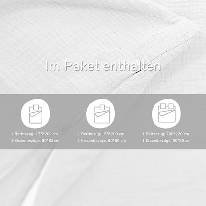 Muslin Bettwäsche Set 200x220 cm Weiß 3-teilig