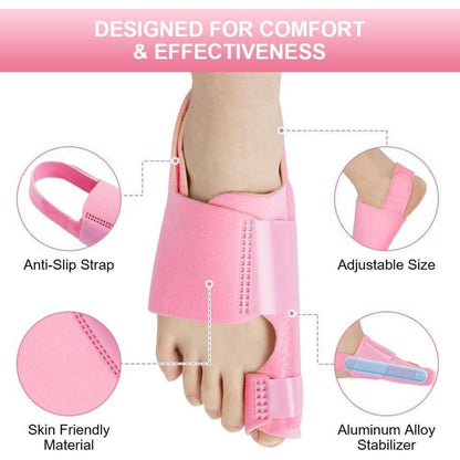 Hallux Valgus Korrektur Schiene mit Zehenspreizer, Rosa