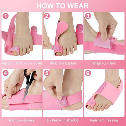 Hallux Valgus Korrektur Schiene mit Zehenspreizer, Rosa