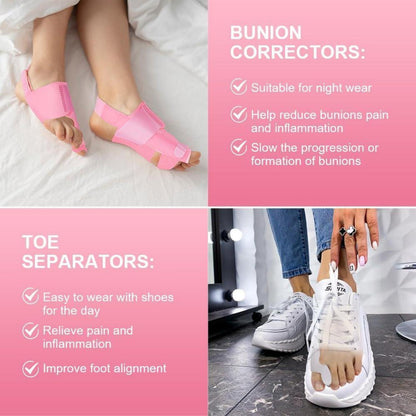 Hallux Valgus Korrektur Schiene mit Zehenspreizer, Rosa