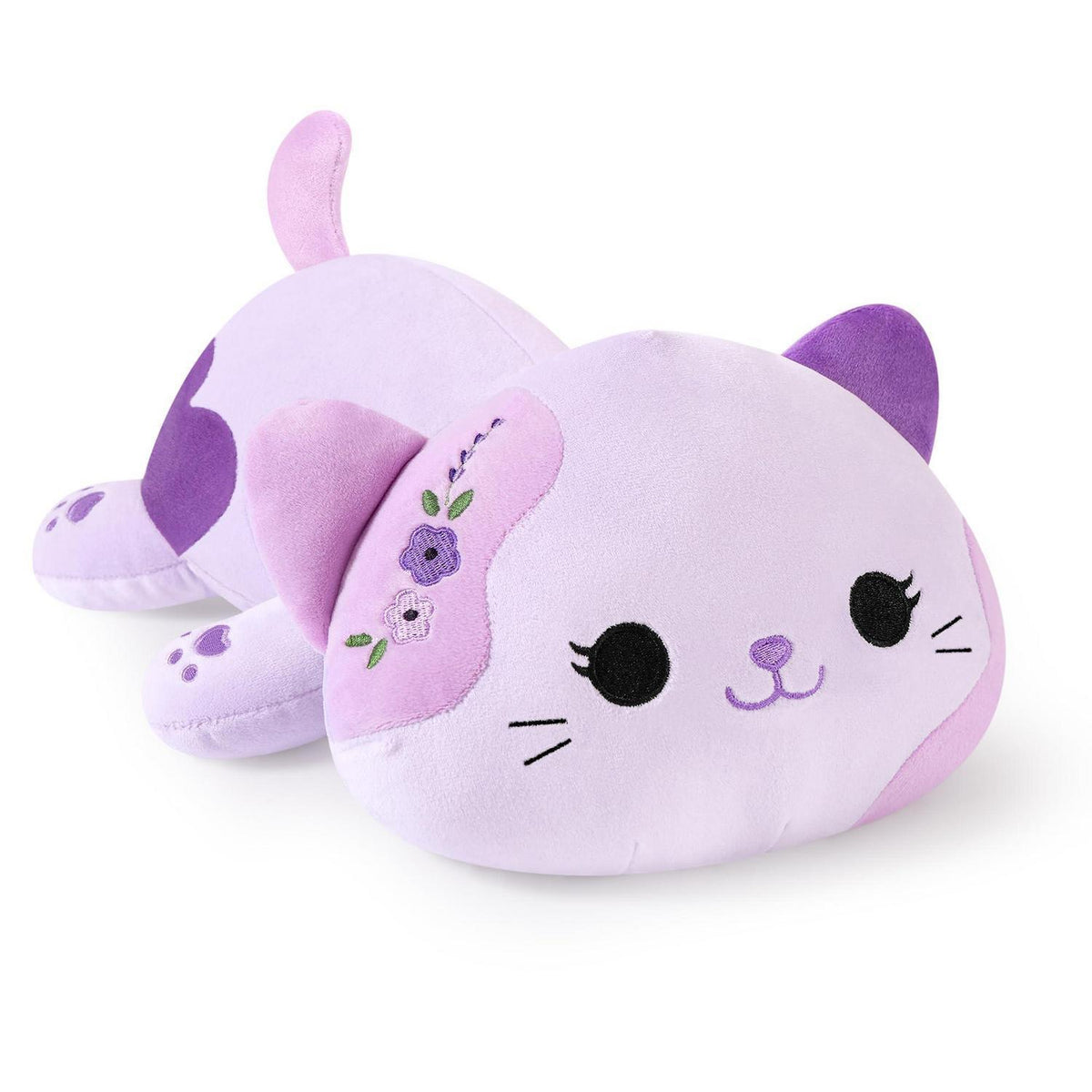 Kuscheltier Katze Violett 23cm - Weiches Plüschkissen für Kinder & Erwachsene