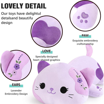 Kuscheltier Katze Violett 23cm - Weiches Plüschkissen für Kinder & Erwachsene