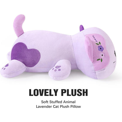 Kuscheltier Katze Violett 23cm - Weiches Plüschkissen für Kinder & Erwachsene