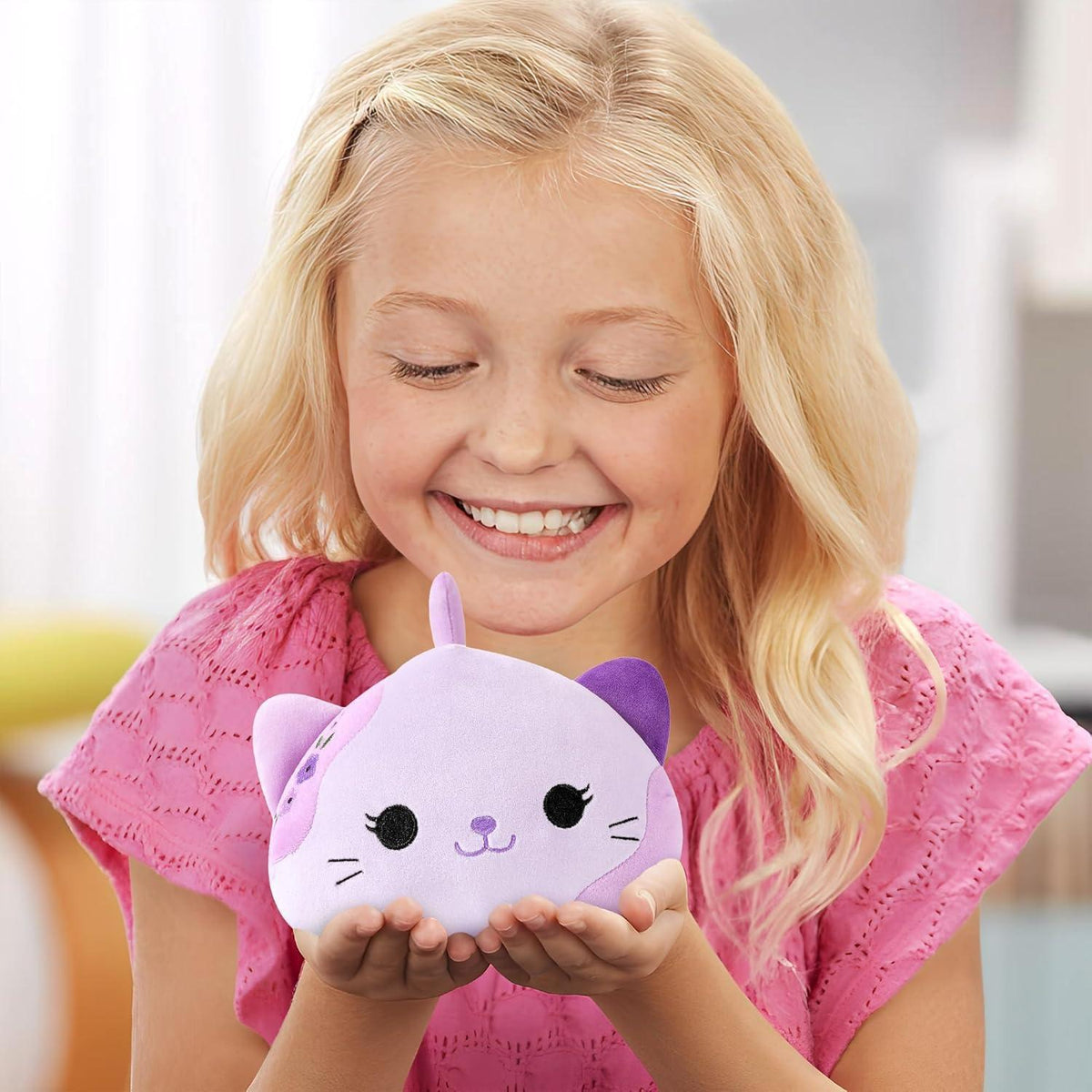 Kuscheltier Katze Violett 23cm - Weiches Plüschkissen für Kinder & Erwachsene