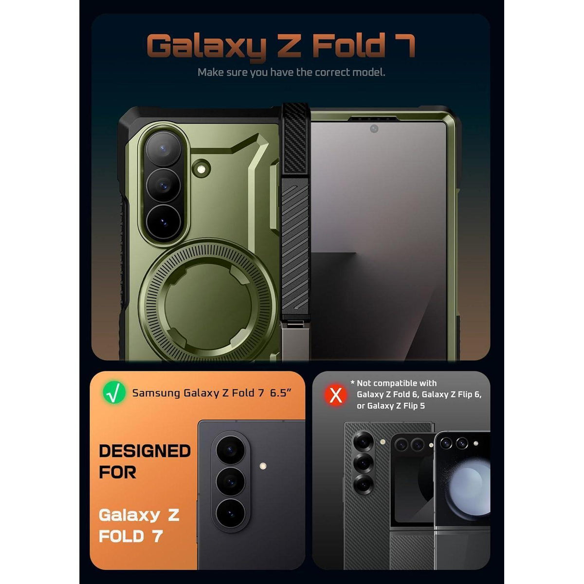 Samsung Galaxy Z Fold 7 Hülle mit Ständer & MagSafe Grün