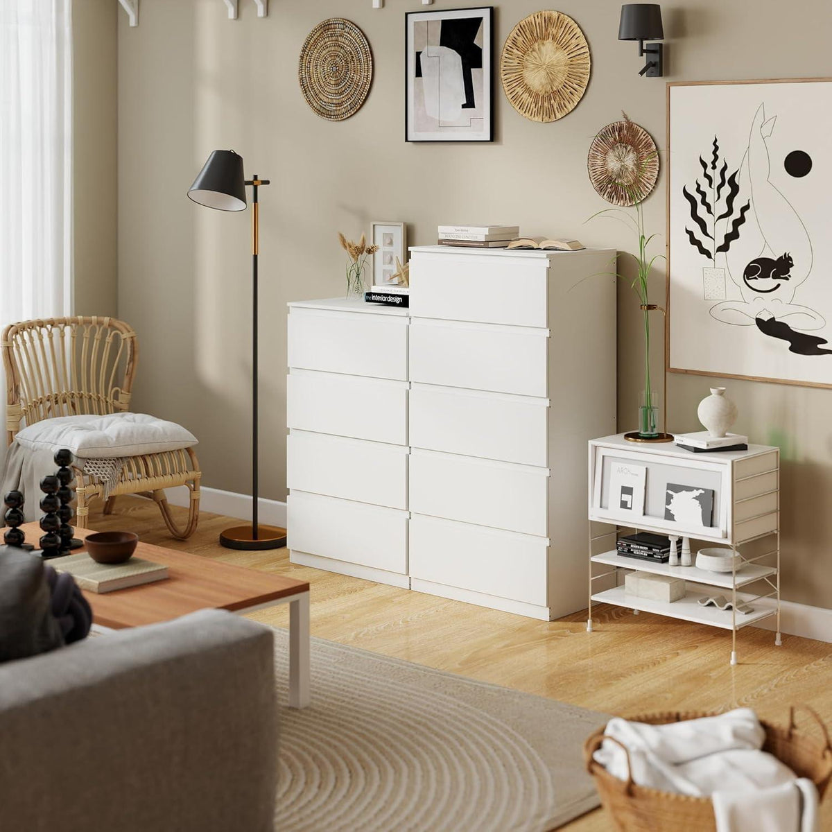 2er-Set Kommoden Weiß 4 & 5 Schubladen – Schlafzimmer & Büro