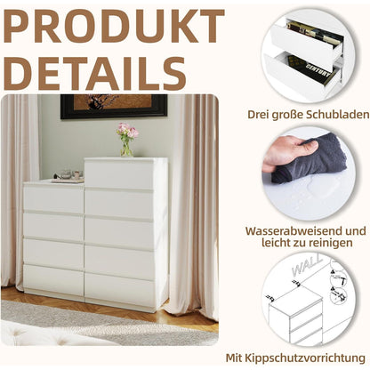 2er-Set Kommoden Weiß 4 & 5 Schubladen – Schlafzimmer & Büro