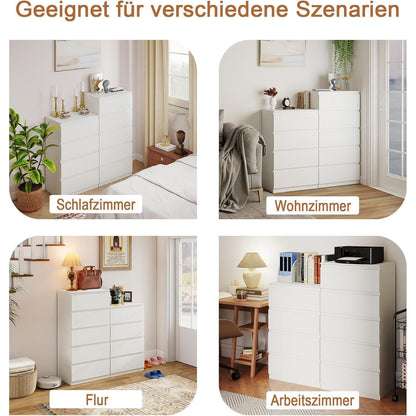 2er-Set Kommoden Weiß 4 & 5 Schubladen – Schlafzimmer & Büro