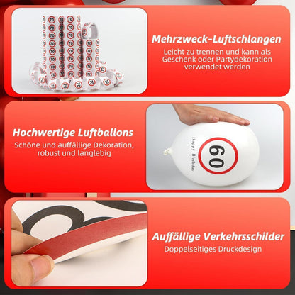 40. Geburtstag Deko Set mit Banner, Ballons & Verkehrszeichen