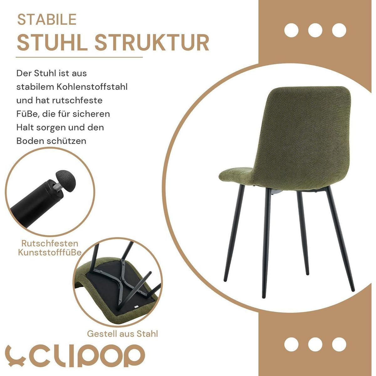 Esszimmerstühle Set 4er Chenille Dunkelgrün Gepolstert