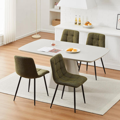 Esszimmerstühle Set 4er Chenille Dunkelgrün Gepolstert