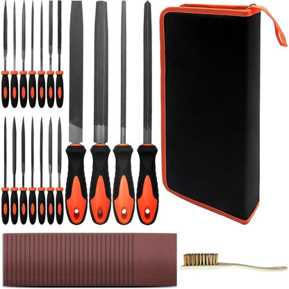 49-tlg. Feilen Set für Holz & Metall | Nadelfeilen, Schleifpapier & Etui