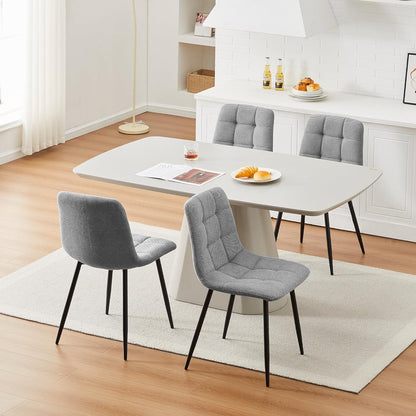 Esszimmerstühle Set 4er Grau, Chenille Gepolstert & Modern