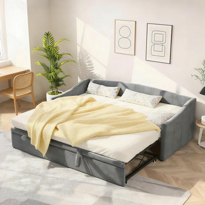 Ausziehbett 90/180x200 cm mit Bettkasten & Stauraum