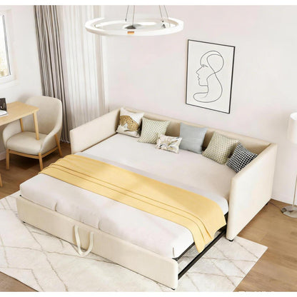 Schlafsofa 90/180x200 cm mit Bettkasten – Beige