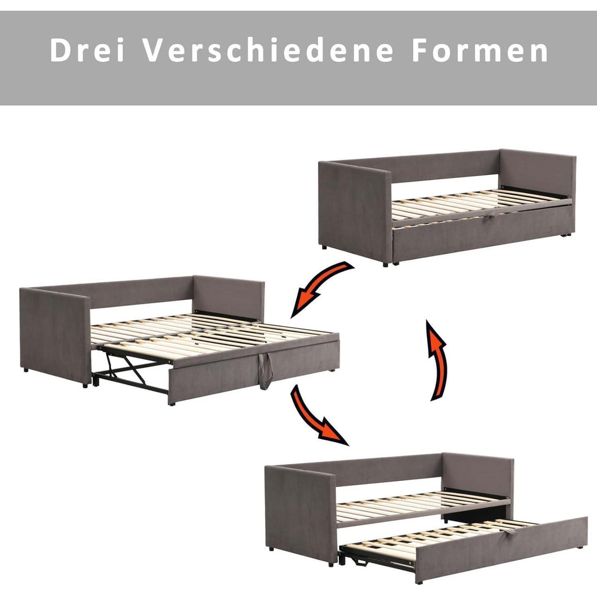 Schlafsofa 90/180x200 cm mit Bettkasten & Stauraum
