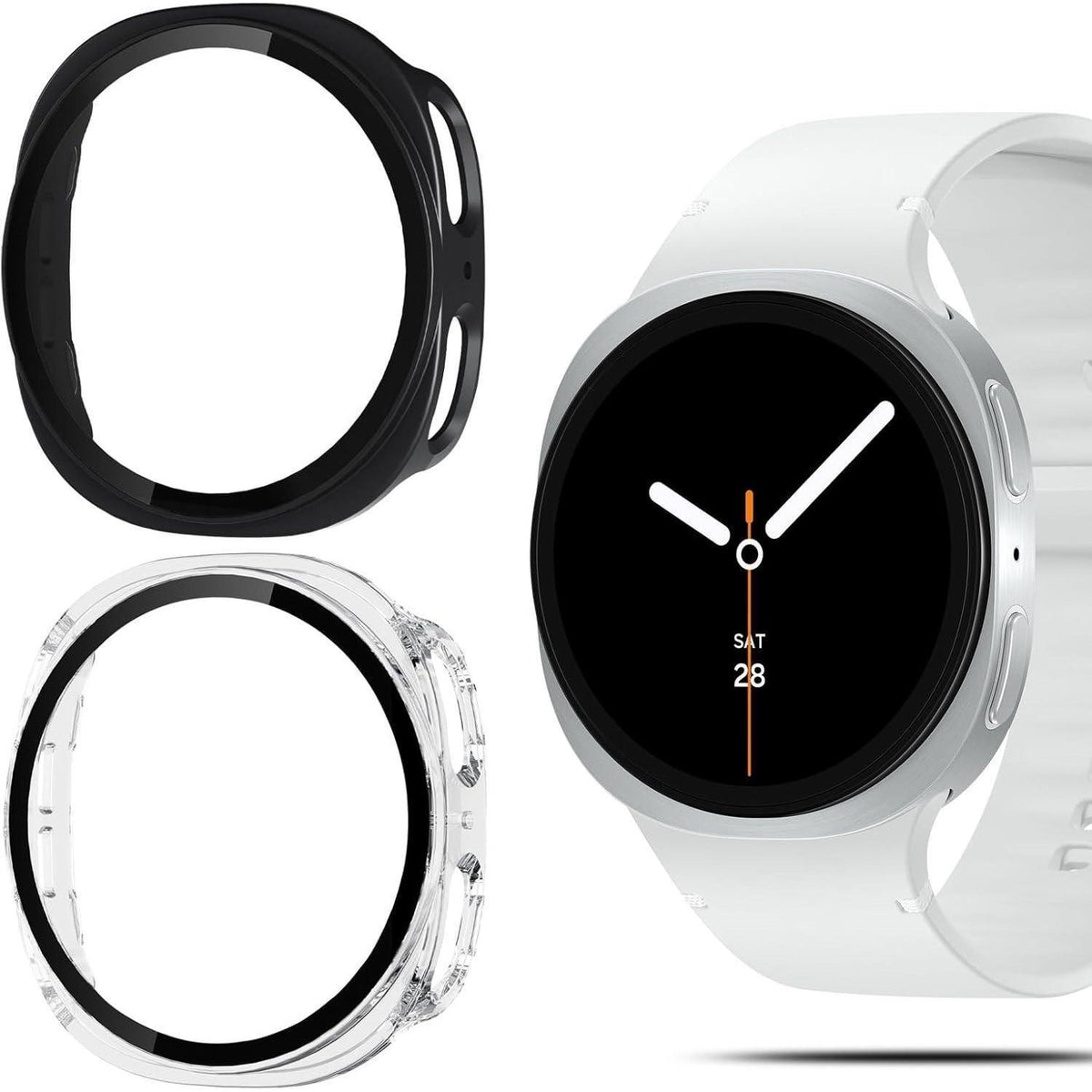 Schutzhülle für Samsung Galaxy Watch 8 40mm, Schwarz + Transparent