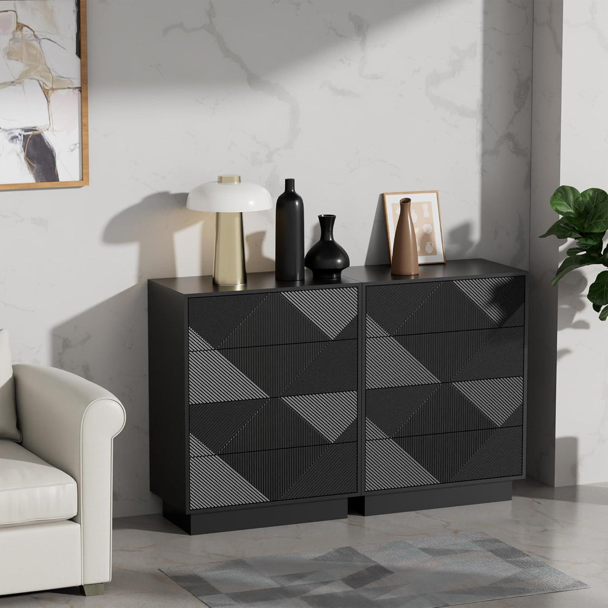 Moderne Kommode mit 4 Schubladen – Schwarz, 60x33,5x77,5cm