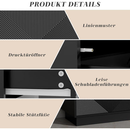 Moderne Kommode mit 4 Schubladen – Schwarz, 60x33,5x77,5cm
