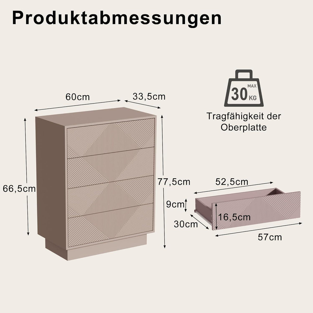 Moka Kommode mit 4 Schubladen – Modernes Design für Schlaf- & Wohnzimmer