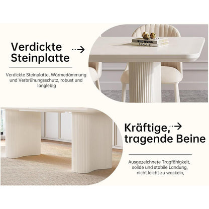 7-teiliges Esszimmer Set mit 200cm Esstisch & weißen Stühlen