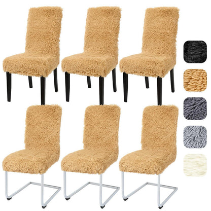 Hochflor Stuhlhussen 6er Set – Camel | Stretch & Waschbar