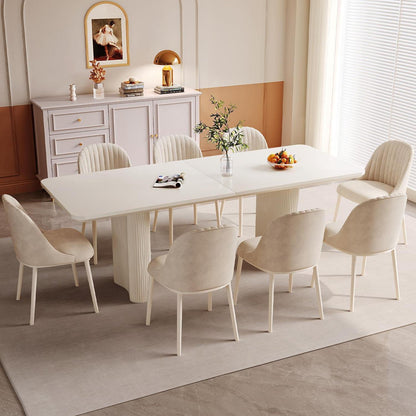 9-teiliges Esszimmer Set mit 200cm Esstisch & weißen Stühlen