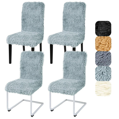Hochflor Stuhlhussen 4er Set – Hellgrau, Stretch & Waschbar
