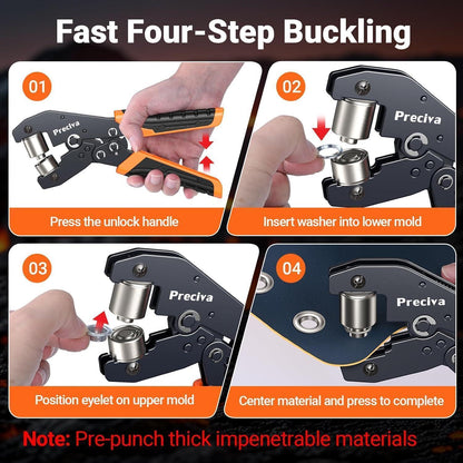 Profi Ösenzange Set mit 280 rostfreien Ösen für Stoffe & Planen