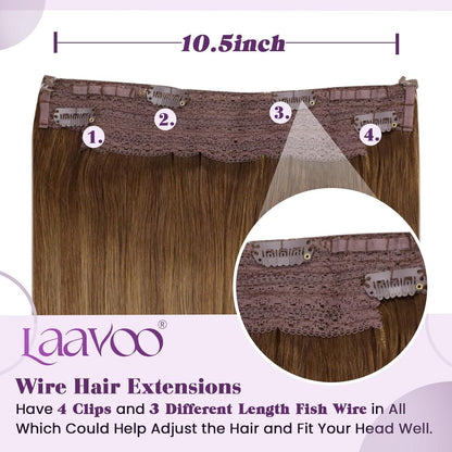 Echthaar Verlängerung Braun Ombre Flip mit Draht 50cm