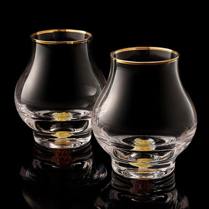 Whiskygläser 2er Set mit 24K Blattgold – Snifter für Brandy & Co.