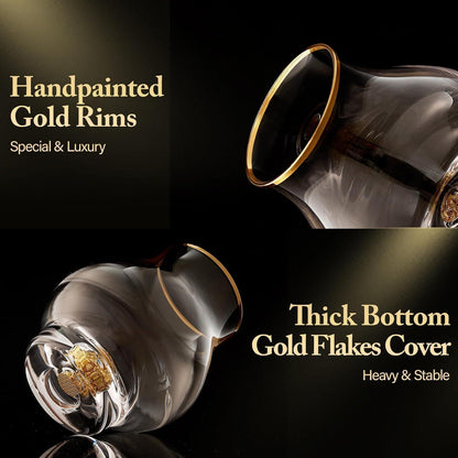 Whiskygläser 2er Set mit 24K Blattgold – Snifter für Brandy & Co.