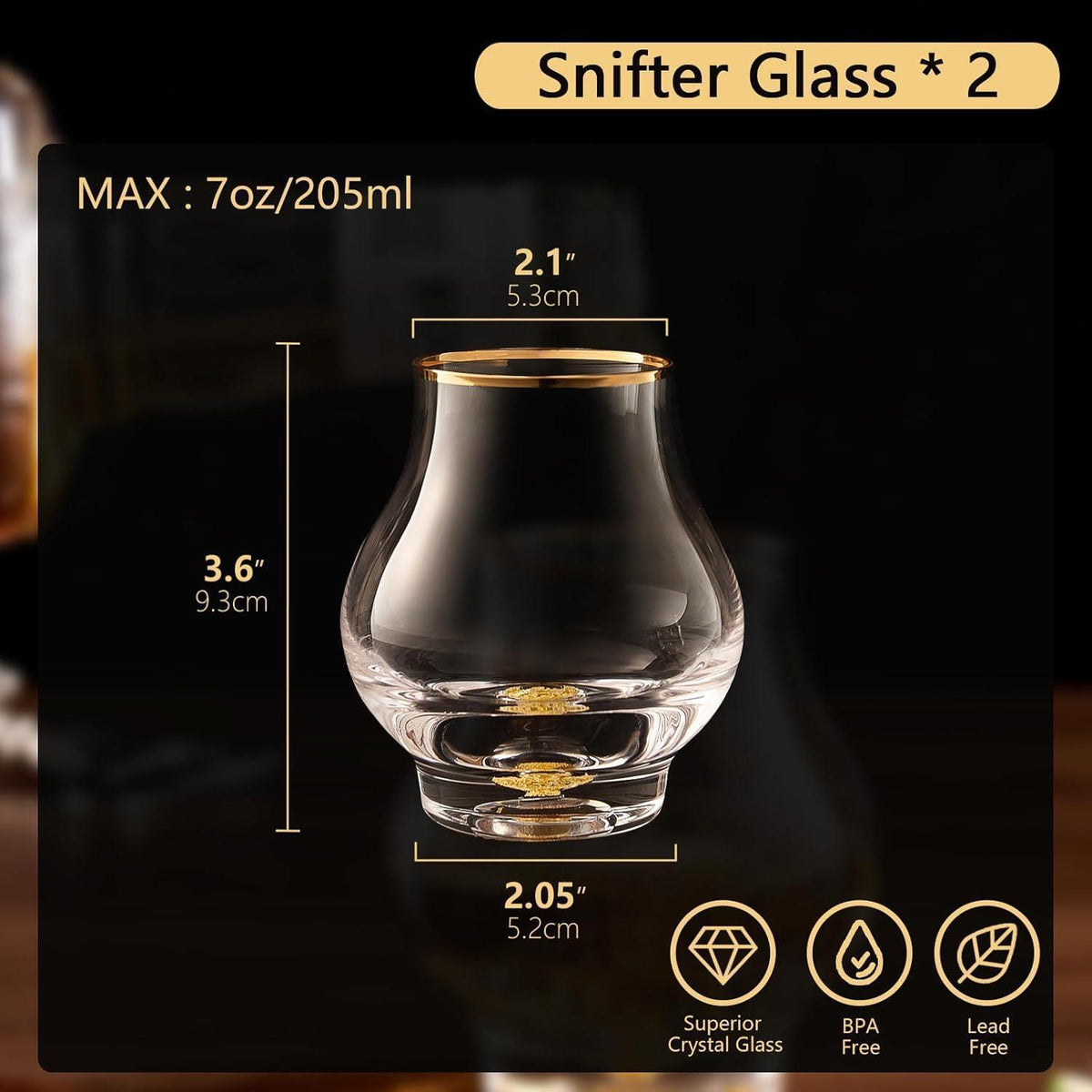 Whiskygläser 2er Set mit 24K Blattgold – Snifter für Brandy & Co.