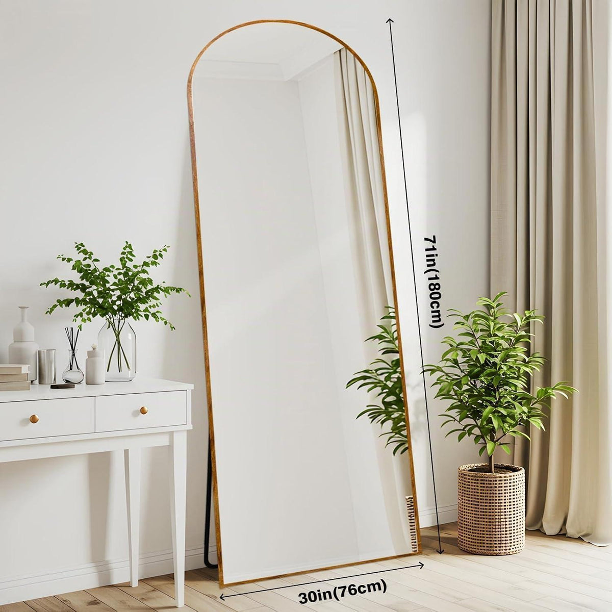 Gewölbter Ganzkörperspiegel 180x76cm – Klassisch & Modern