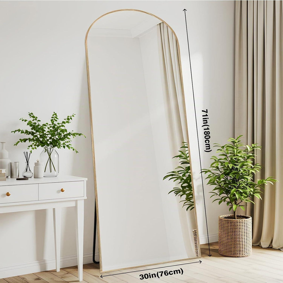 Gewölbter Ganzkörperspiegel 180x76cm – Stand- & Wandspiegel