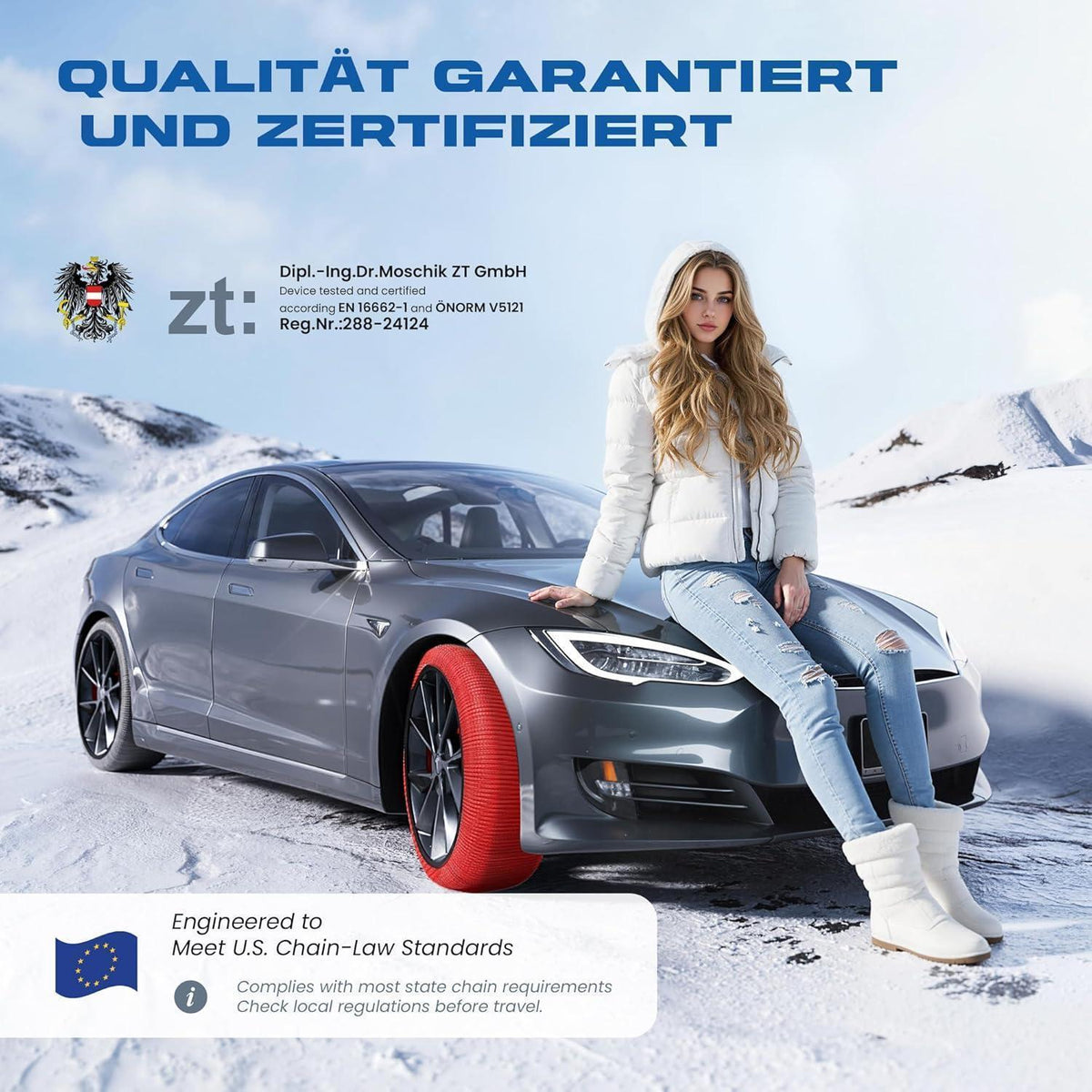 Schneesocken Winterreifen XL – Hochsicher & Leicht installierbar
