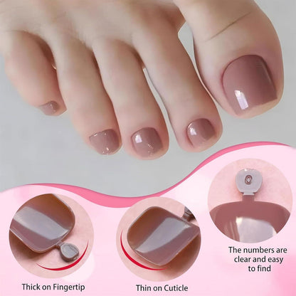 240 Nude Press-on Zehennägel – Kurze, Quadratische Fake Nails